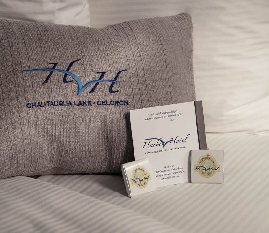 Nightly Turndown service with a chocolate on a pillow at The Chautauqua Harbor Hotel