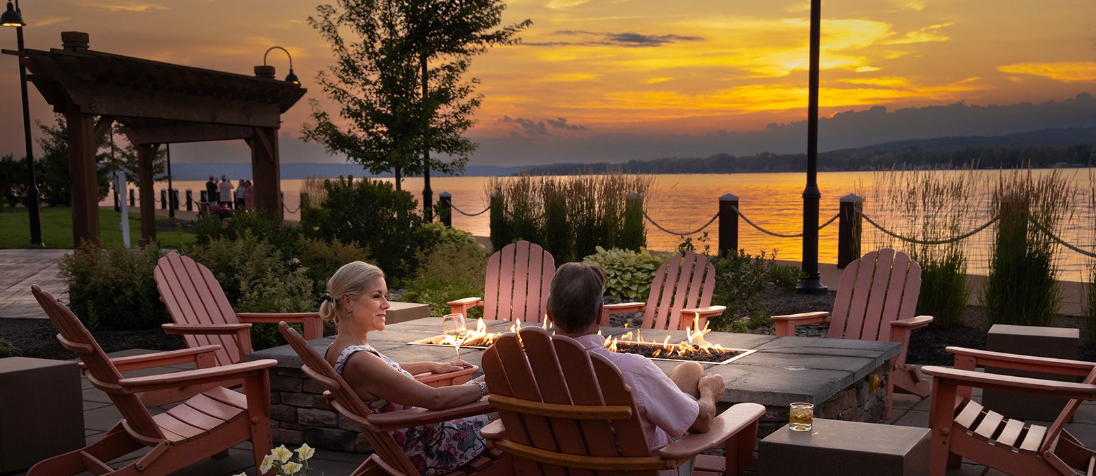 A Couple Enjoying an Extraordinary Sunset at Chautauqua Harbor Hotel